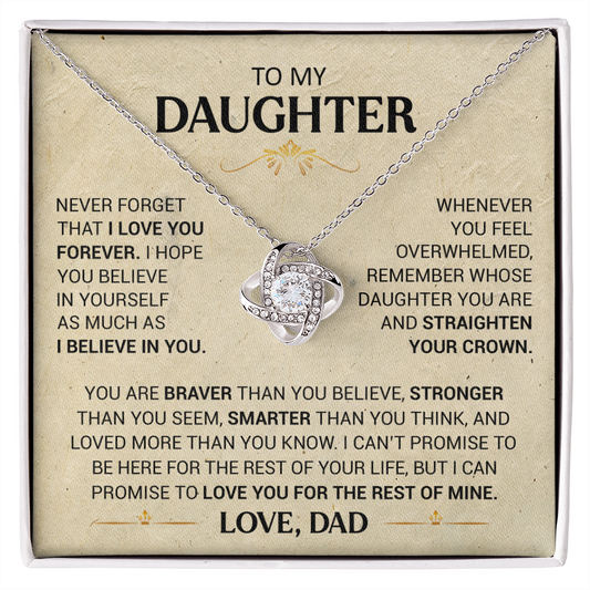 To My Daughter - Straighten Your Crown - Love Knot Necklace