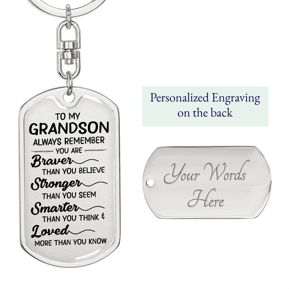 To My Grandson - Always Remember You Are Loved - Dog Tag KeyChain