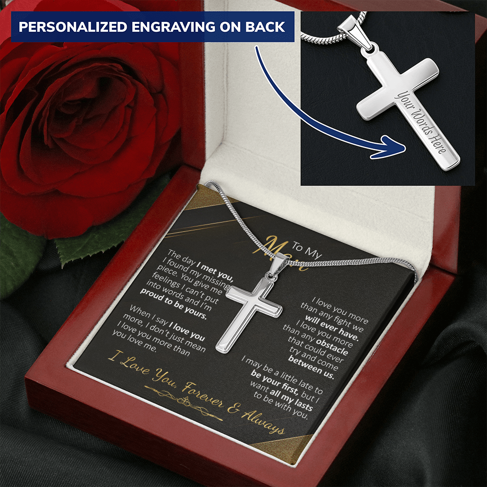 To My Man - The Day I Met You - Personalized Cross Necklace