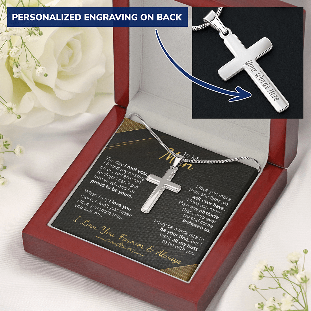 To My Man - The Day I Met You - Personalized Cross Necklace