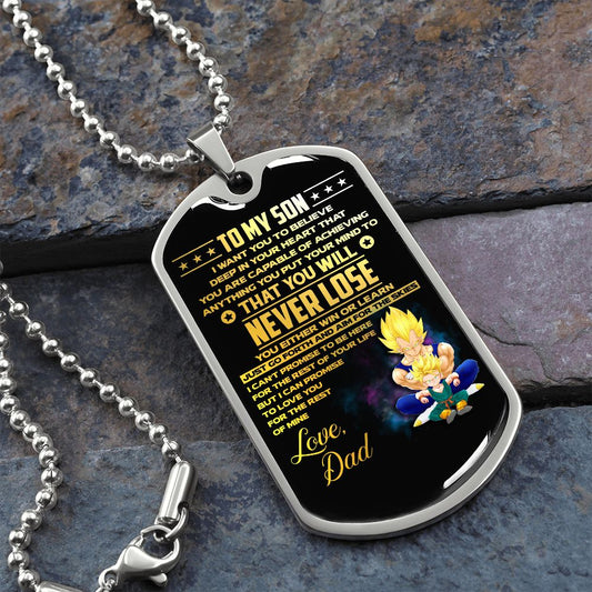 To My Son - You Are Capable Of Achieving Anything - Dog Tag - Military Ball Chain