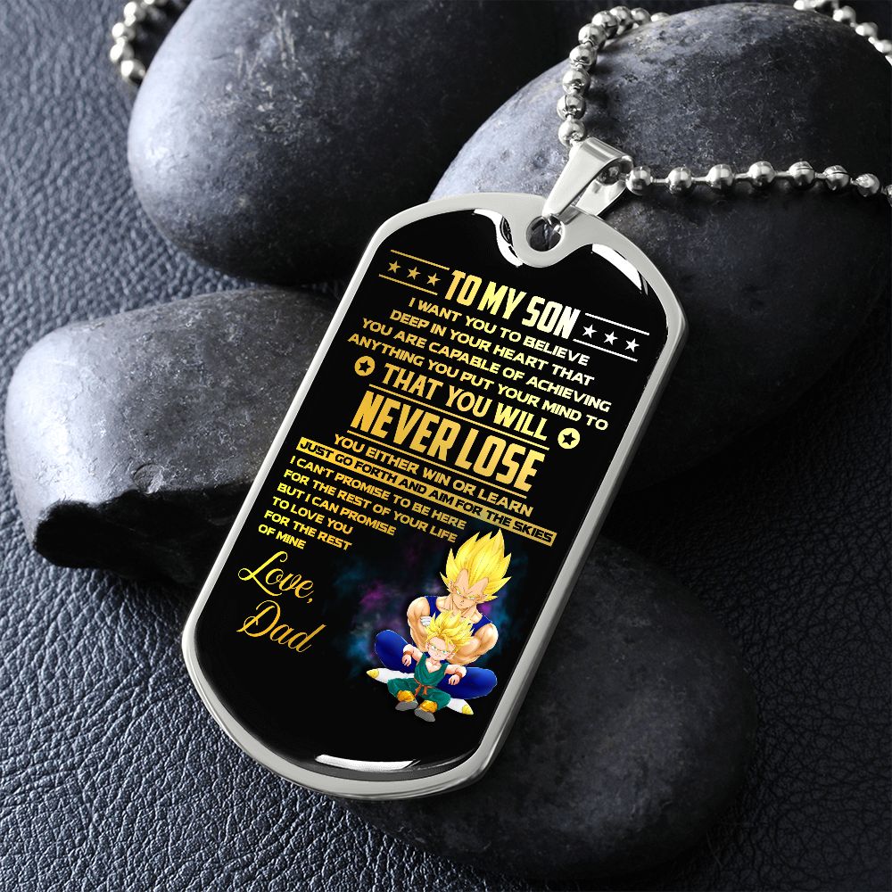 To My Son - You Are Capable Of Achieving Anything - Dog Tag - Military Ball Chain