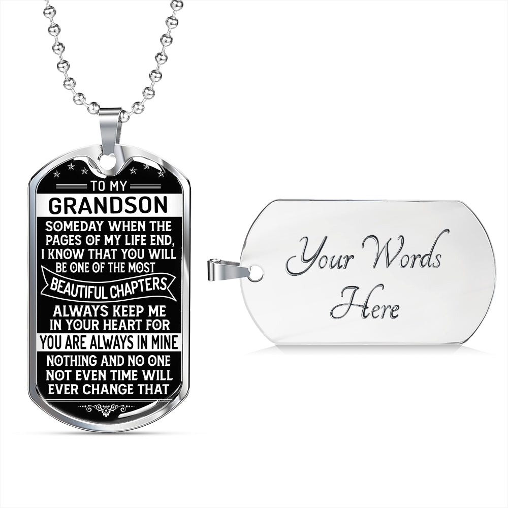 To My Grandson - Dog Tag Necklace