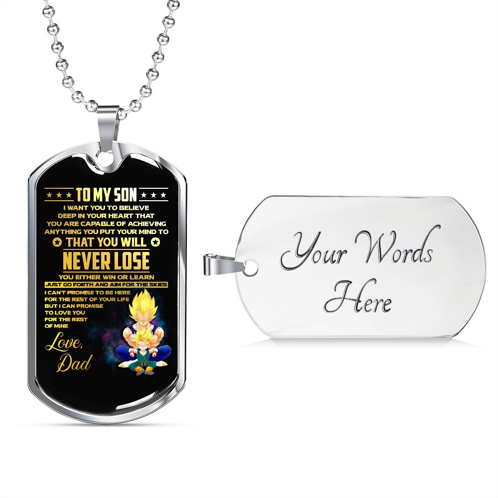 To My Son - You Are Capable Of Achieving Anything - Dog Tag - Military Ball Chain