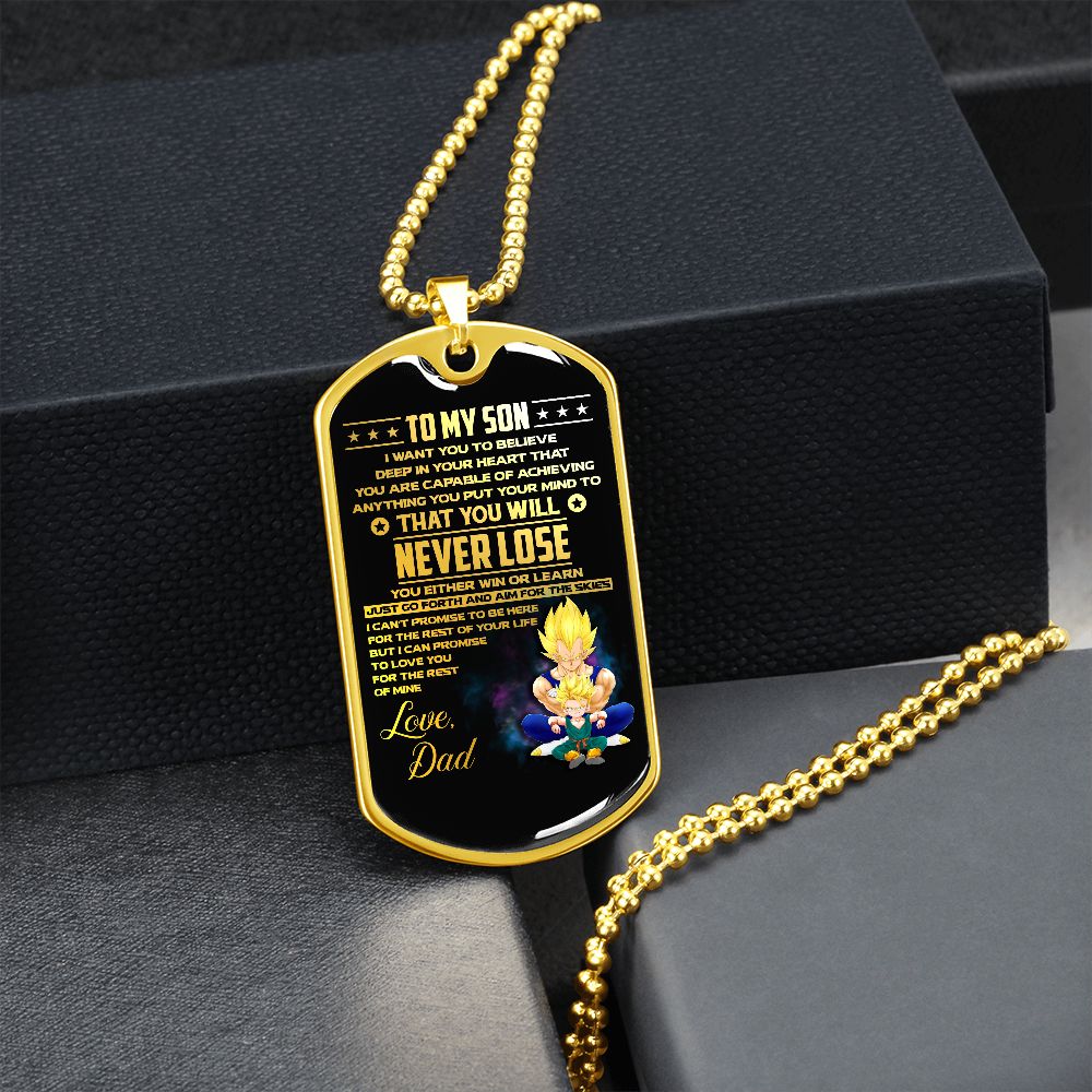 To My Son - You Are Capable Of Achieving Anything - Dog Tag - Military Ball Chain