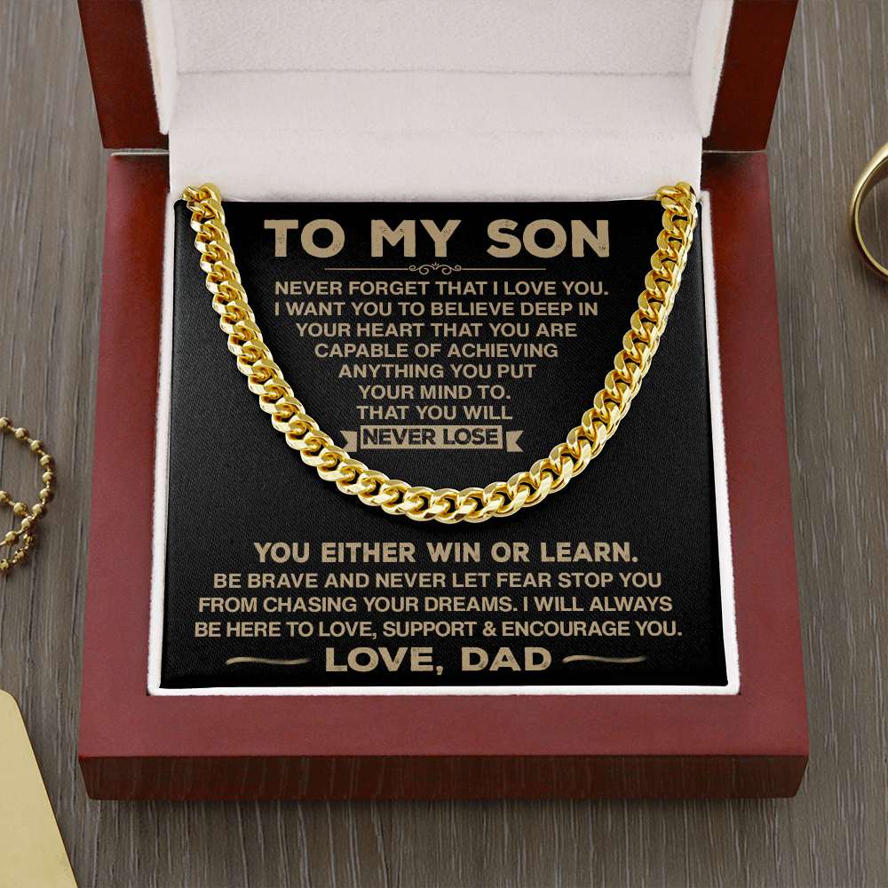 To My Son - Never Forget That I Love You - Cuban Chain Necklace