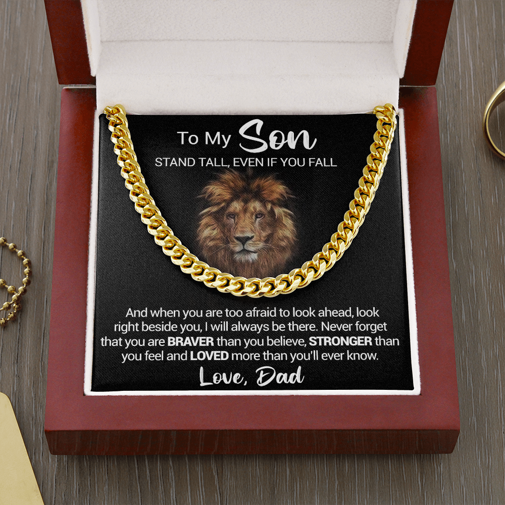 To My Son - Stand Tall Even If You Fall - Cuban Link Necklace