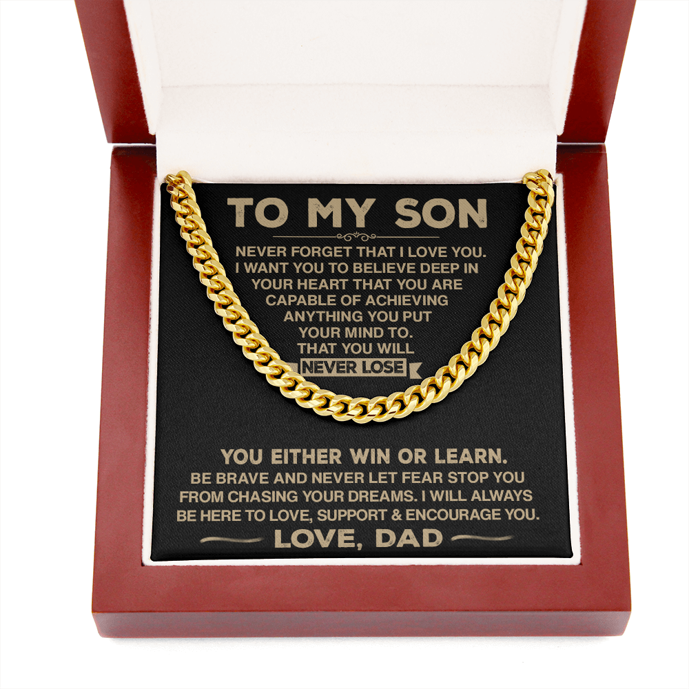 To My Son - Never Forget That I Love You - Cuban Chain Necklace