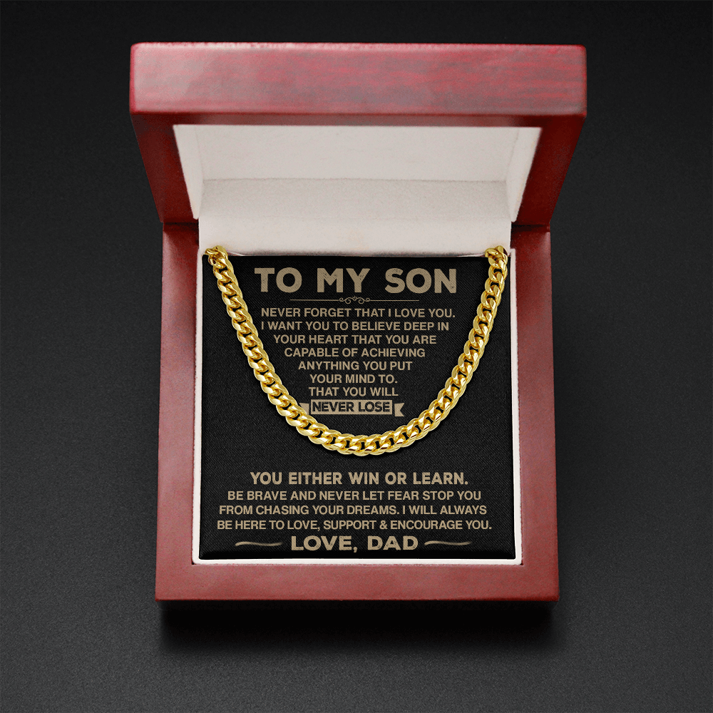 To My Son - Never Forget That I Love You - Cuban Chain Necklace