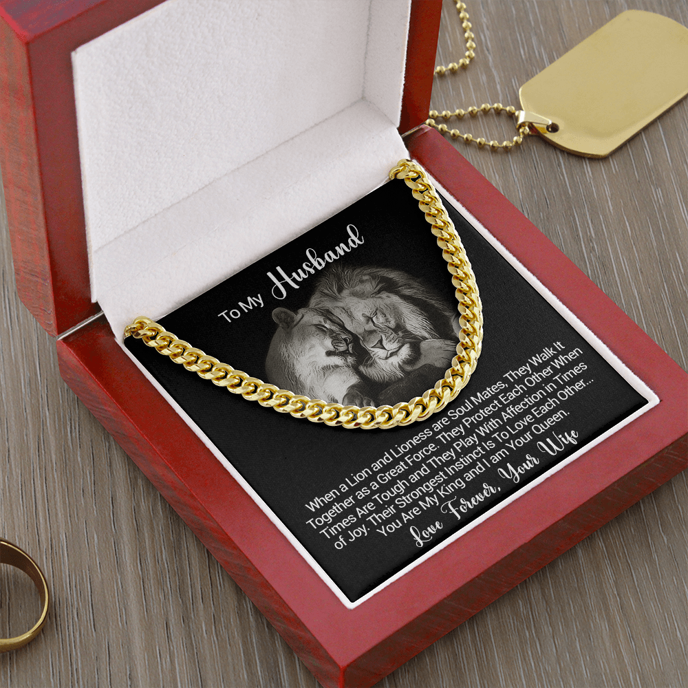 To My Husband - You Are My King And I Am Your Queen - Cuban Link Necklace