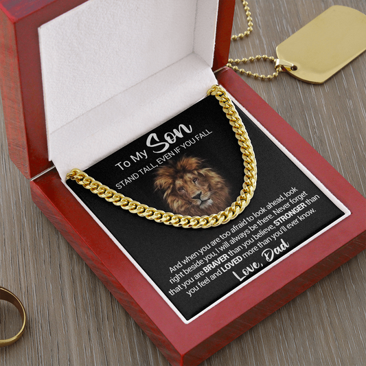 To My Son - Stand Tall Even If You Fall - Cuban Link Necklace