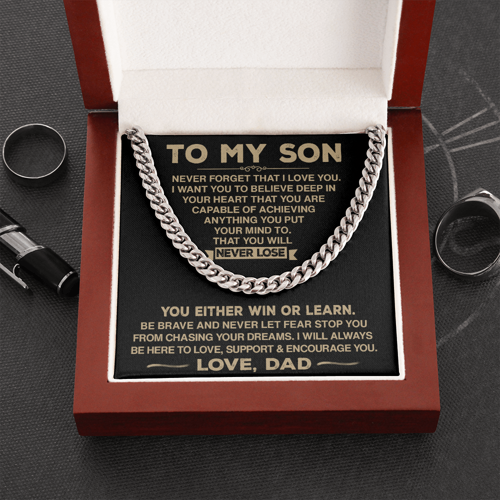 To My Son - Never Forget That I Love You - Cuban Chain Necklace