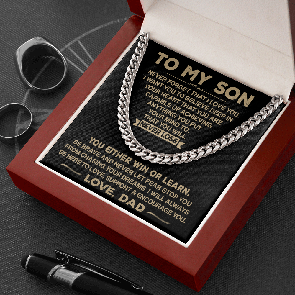 To My Son - Never Forget That I Love You - Cuban Chain Necklace