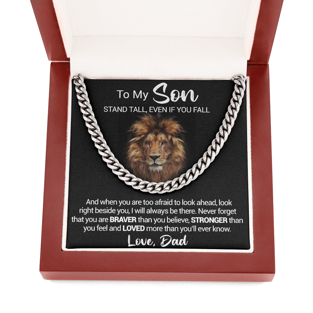 To My Son - Stand Tall Even If You Fall - Cuban Link Necklace