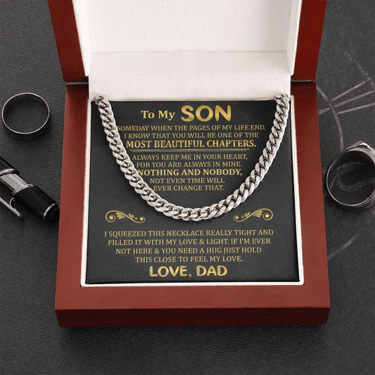 To My Son - Always Keep Me In Your Heart - Cuban Link Necklace