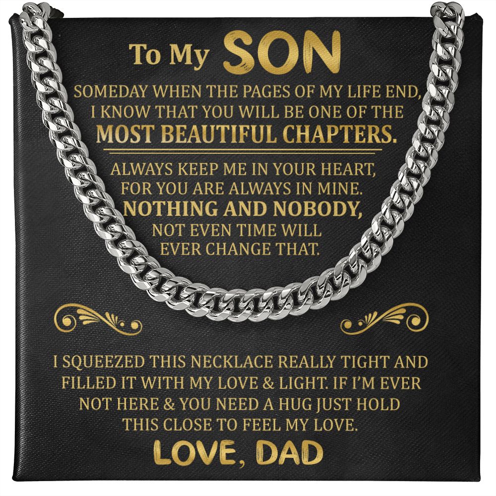 To My Son - Always Keep Me In Your Heart - Cuban Link Necklace