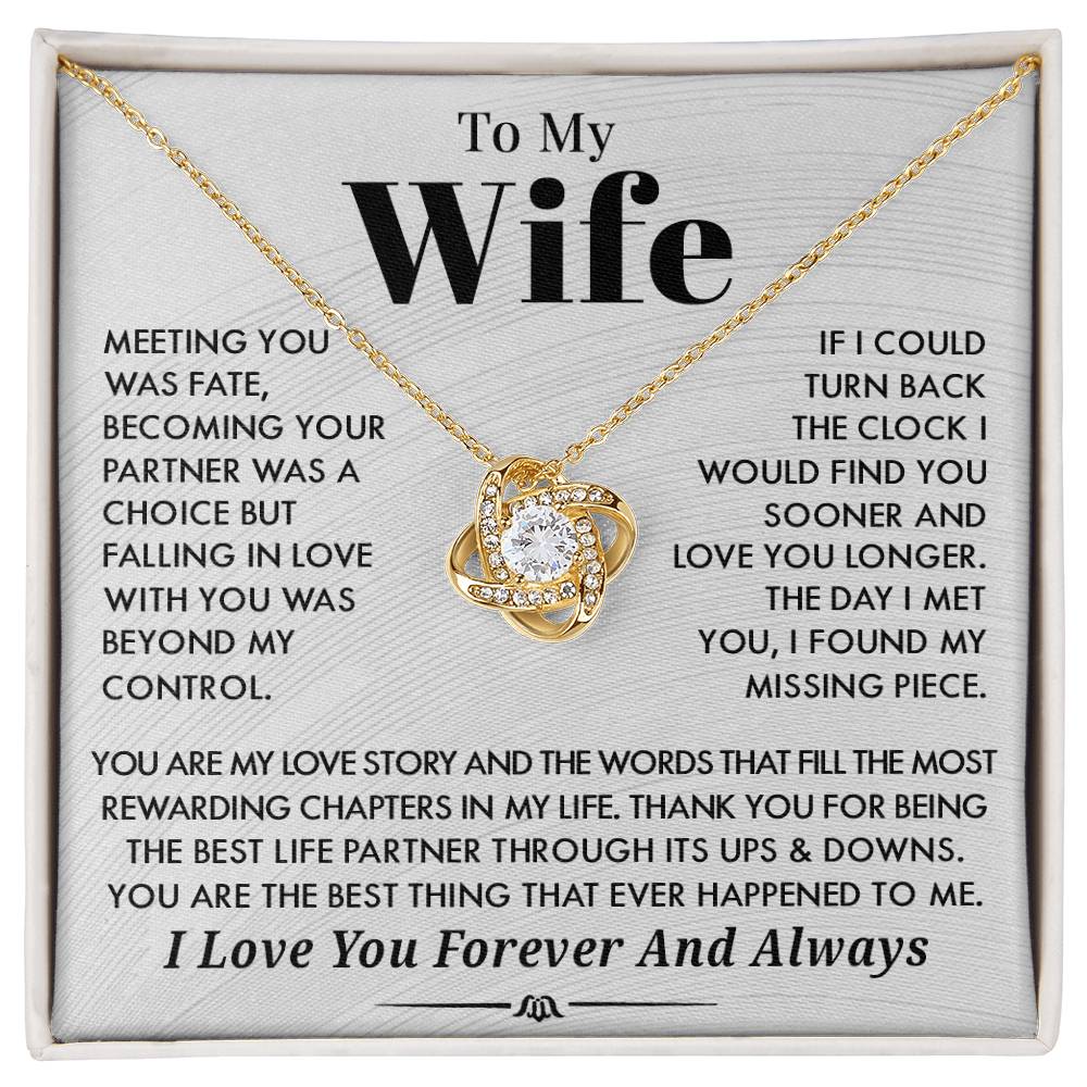 Husband To Wife 'You Are My Love Story" Love Knot Necklace