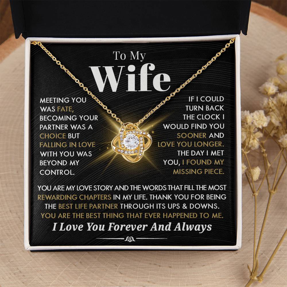 Gift For Wife 'You  Are My Love Story" Love Knot Necklace