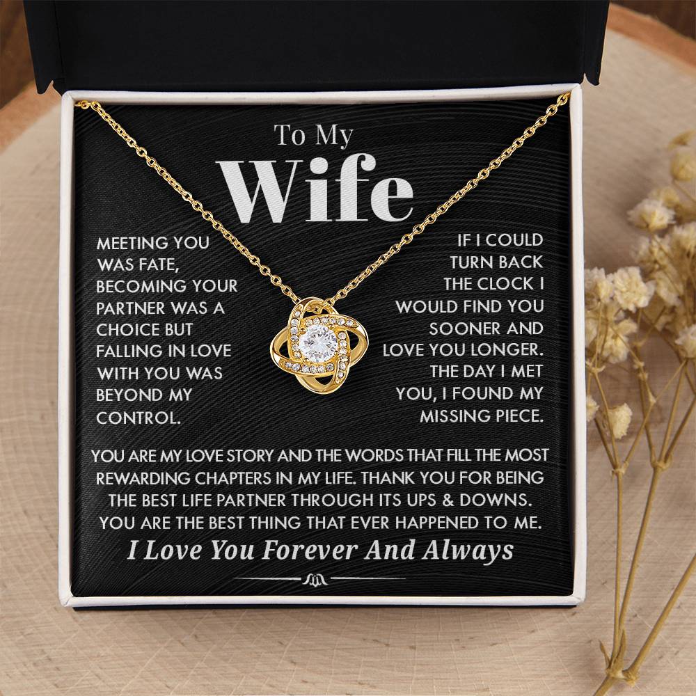 Husband To Wife 'You Are My Love Story" Love Knot Necklace