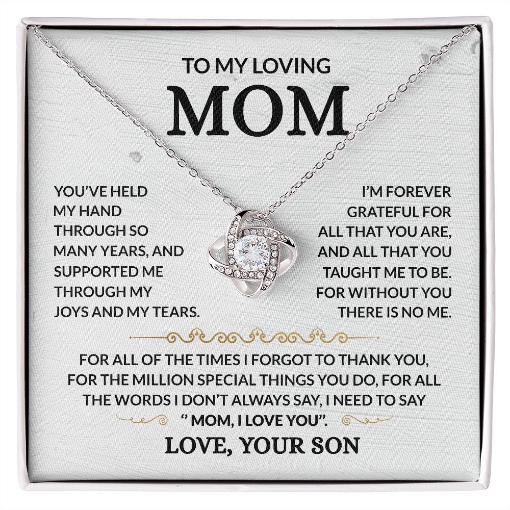 To My Loving Mom - Forever Grateful - Love Knot Necklace