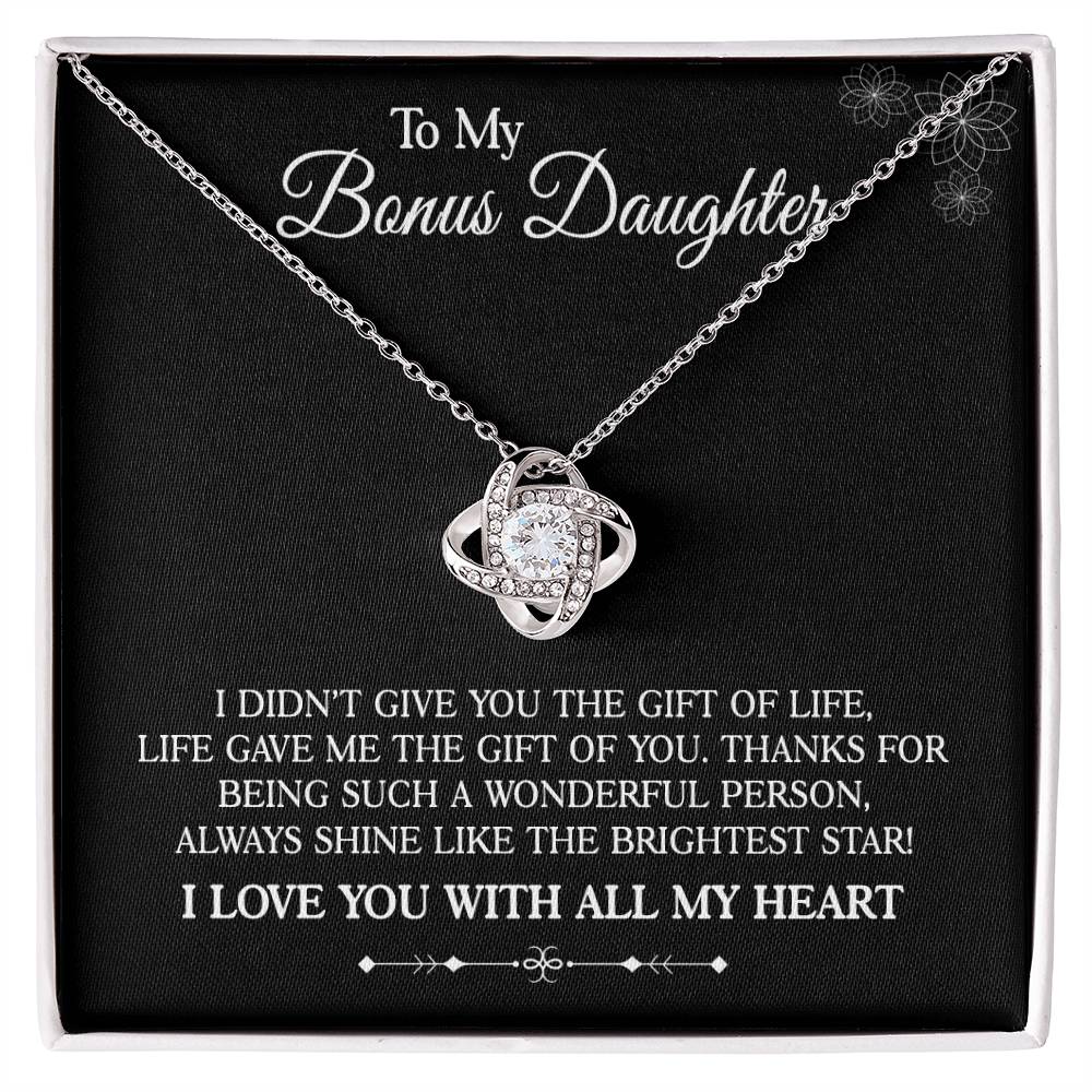 To My Bonus Daughter - Shine Bright - Love Knot Necklace