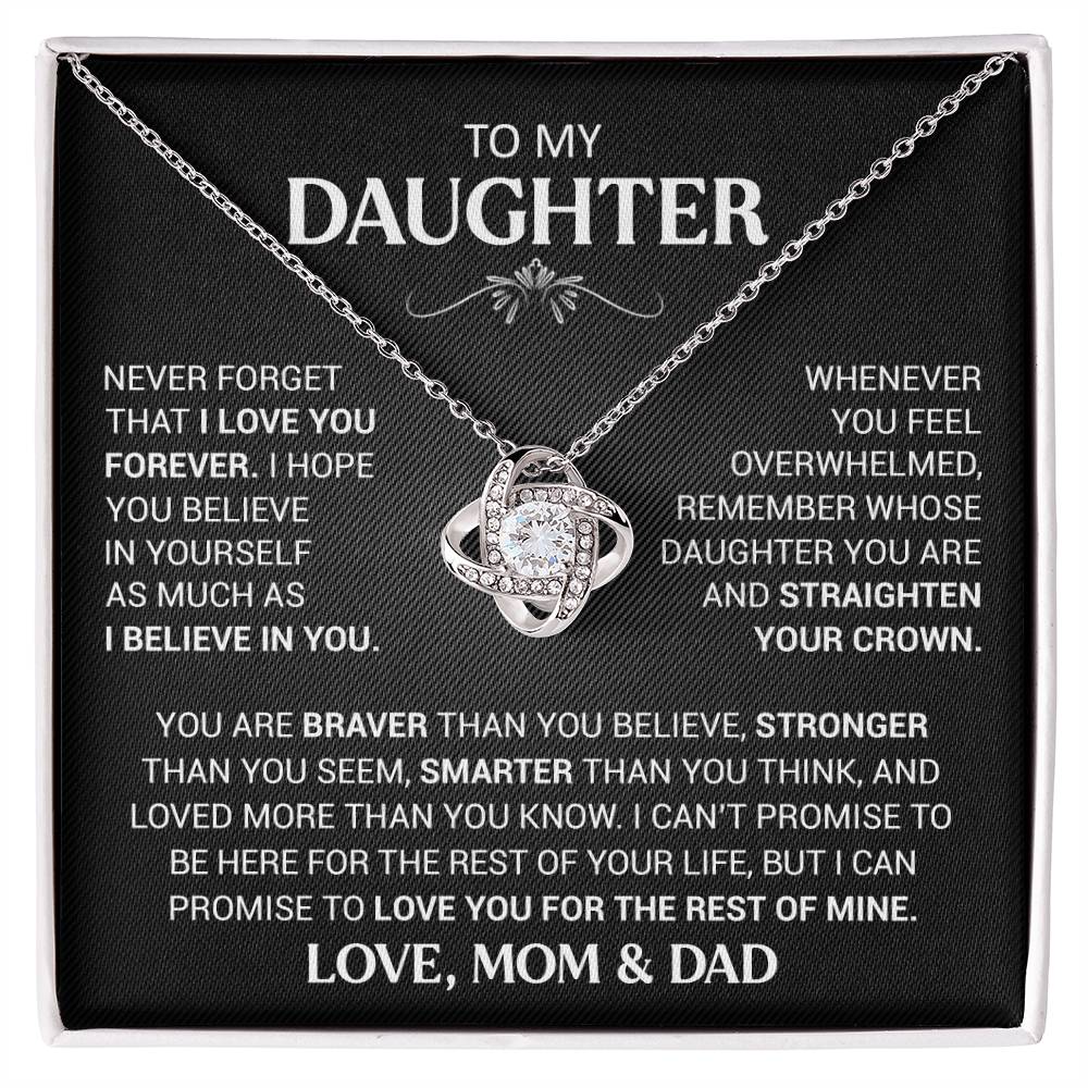 Beautiful Gift for Daughter  From Mom and Dad - Believe In Yourself - Love Knot Necklace