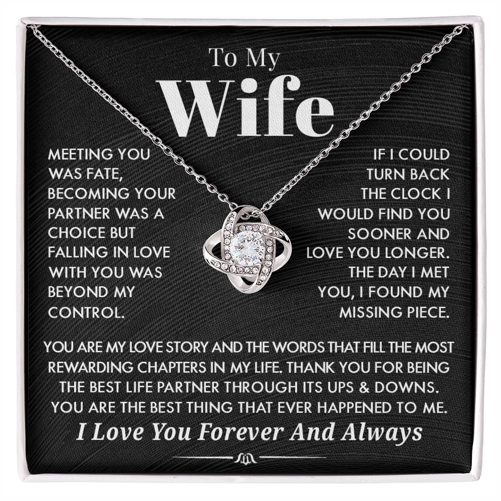 Husband To Wife 'You Are My Love Story" Love Knot Necklace