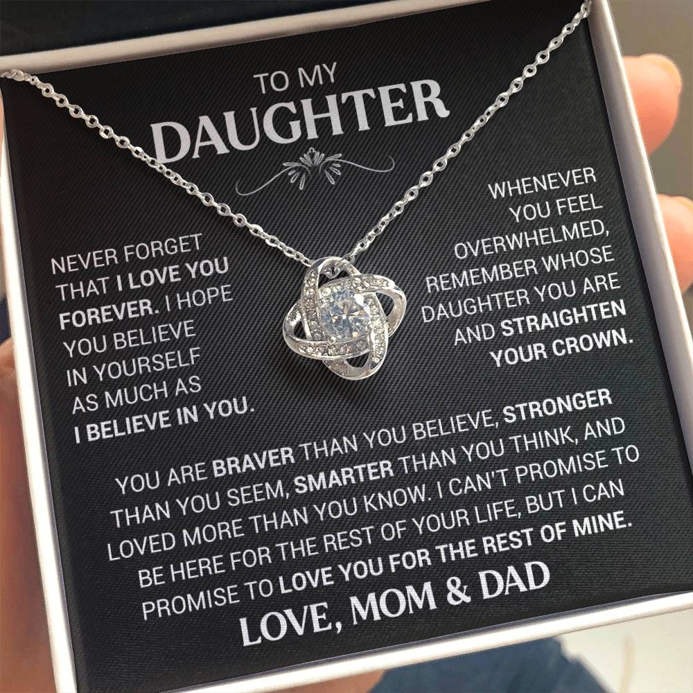 Beautiful Gift for Daughter  From Mom and Dad - Believe In Yourself - Love Knot Necklace