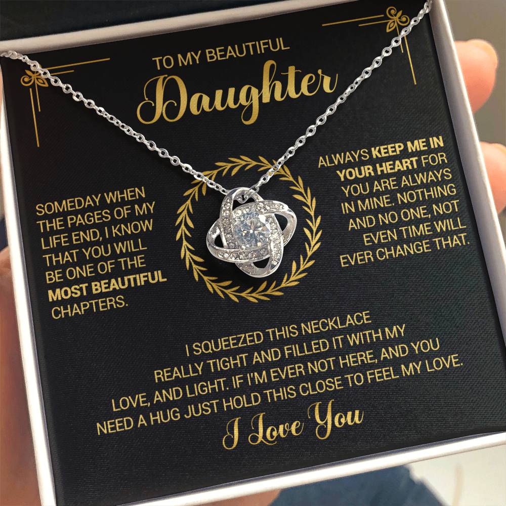 To My Beautiful Daughter - Always Keep Me In Your Heart - Love Knot Necklace