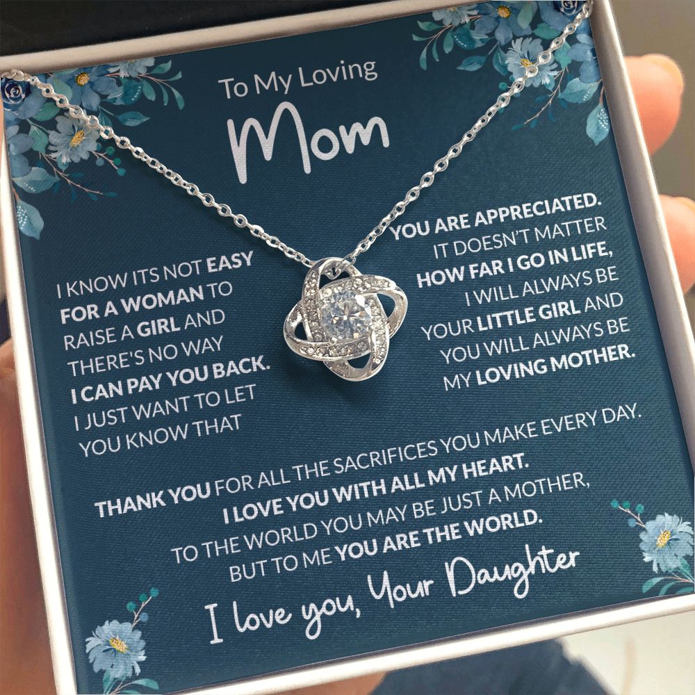 To My Loving Mom - World To Me - Love Knot Necklace