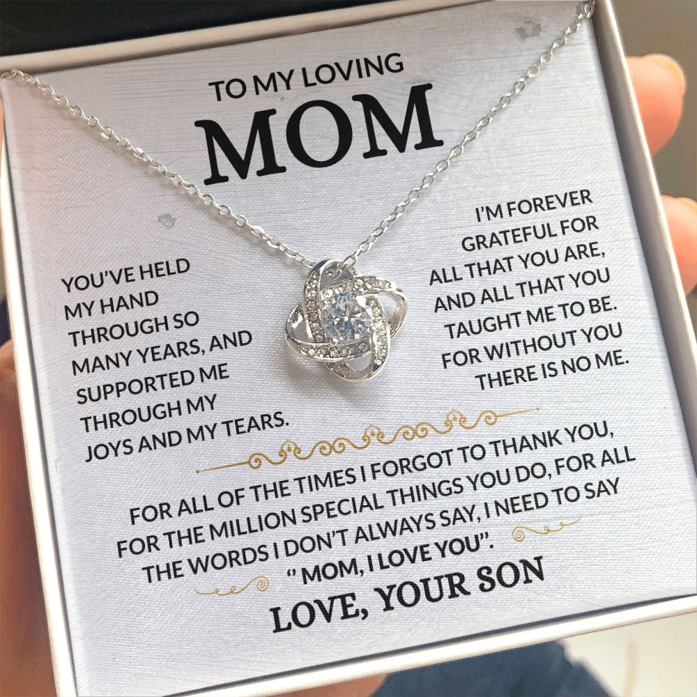 To My Loving Mom - Forever Grateful - Love Knot Necklace