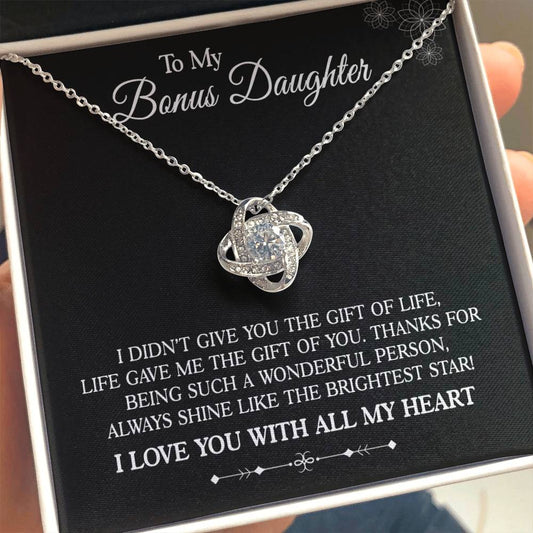 To My Bonus Daughter - Shine Bright - Love Knot Necklace