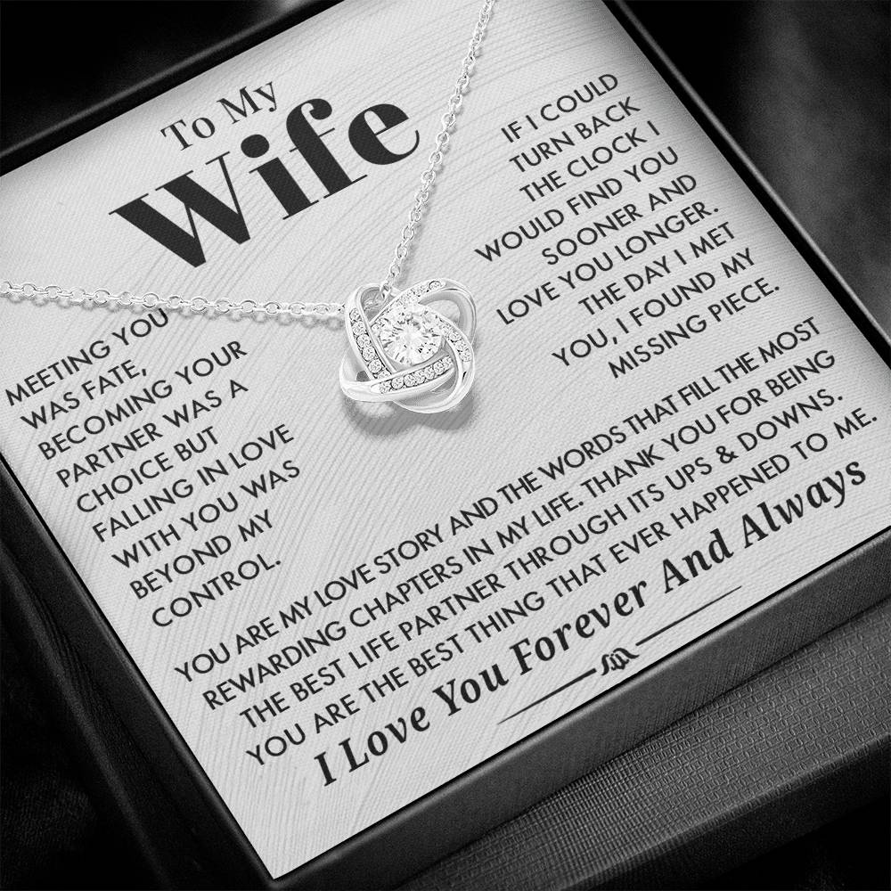 Husband To Wife 'You Are My Love Story" Love Knot Necklace