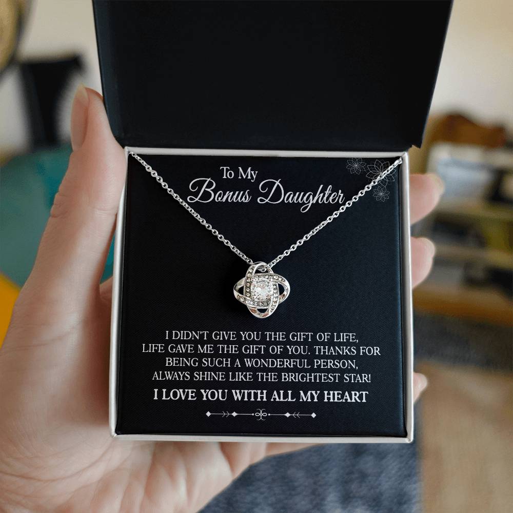 To My Bonus Daughter - Shine Bright - Love Knot Necklace