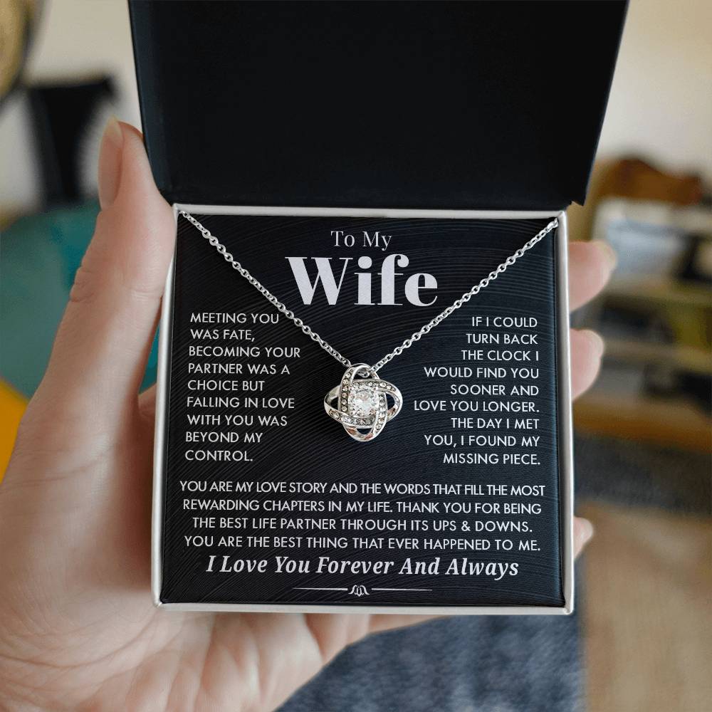 Husband To Wife 'You Are My Love Story" Love Knot Necklace