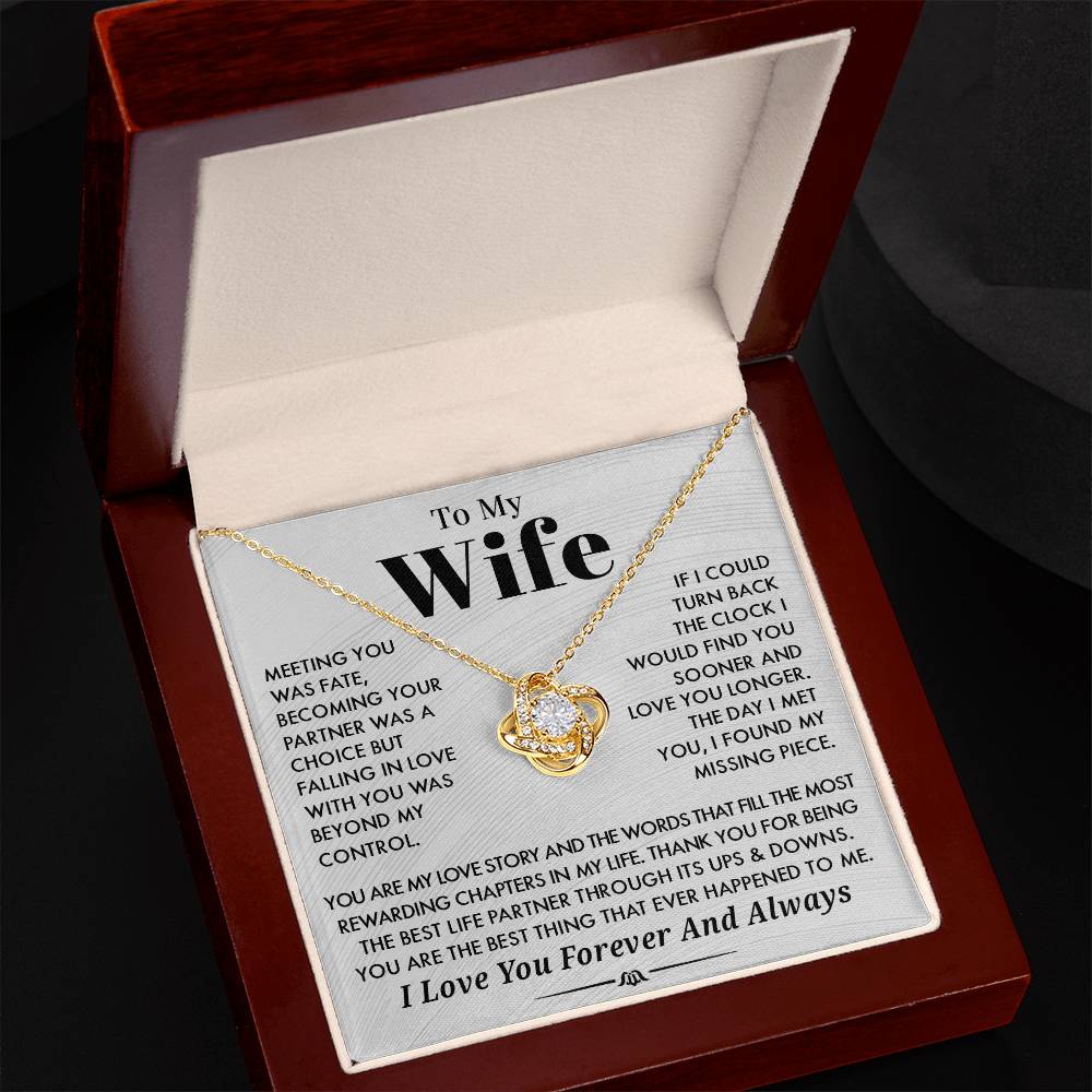 Husband To Wife 'You Are My Love Story" Love Knot Necklace