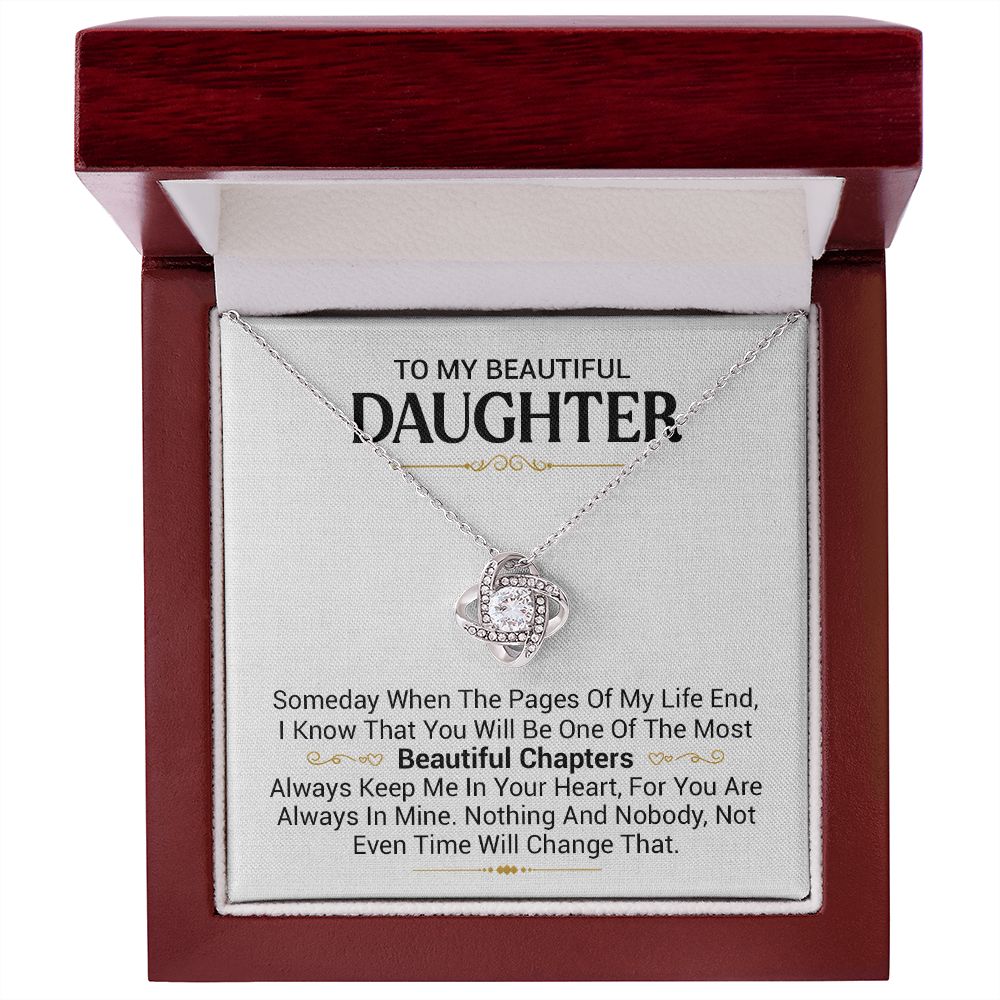 To My Beautiful Daughter - Pages Of My Life - Love Knot Necklace