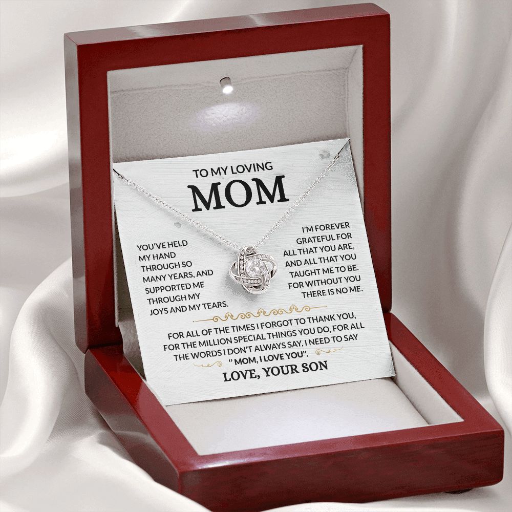 To My Loving Mom - Forever Grateful - Love Knot Necklace