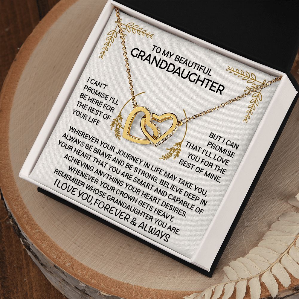 To My Beautiful Granddaughter - Always Be Brave And Be Strong - Interlocking Hearts Necklace