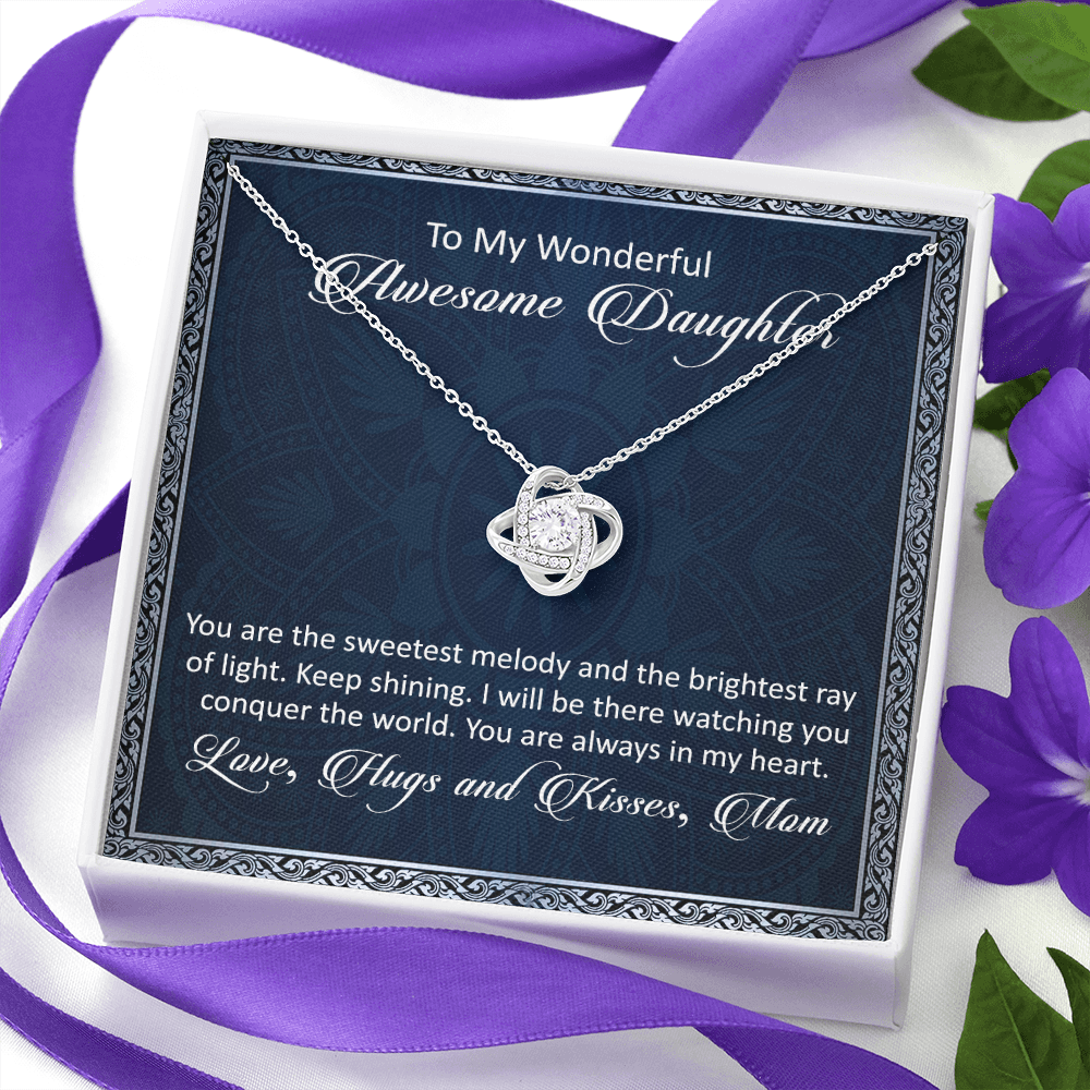 To My Awesome Daughter - You Are The Sweetest Melody -  Love Knot Necklace