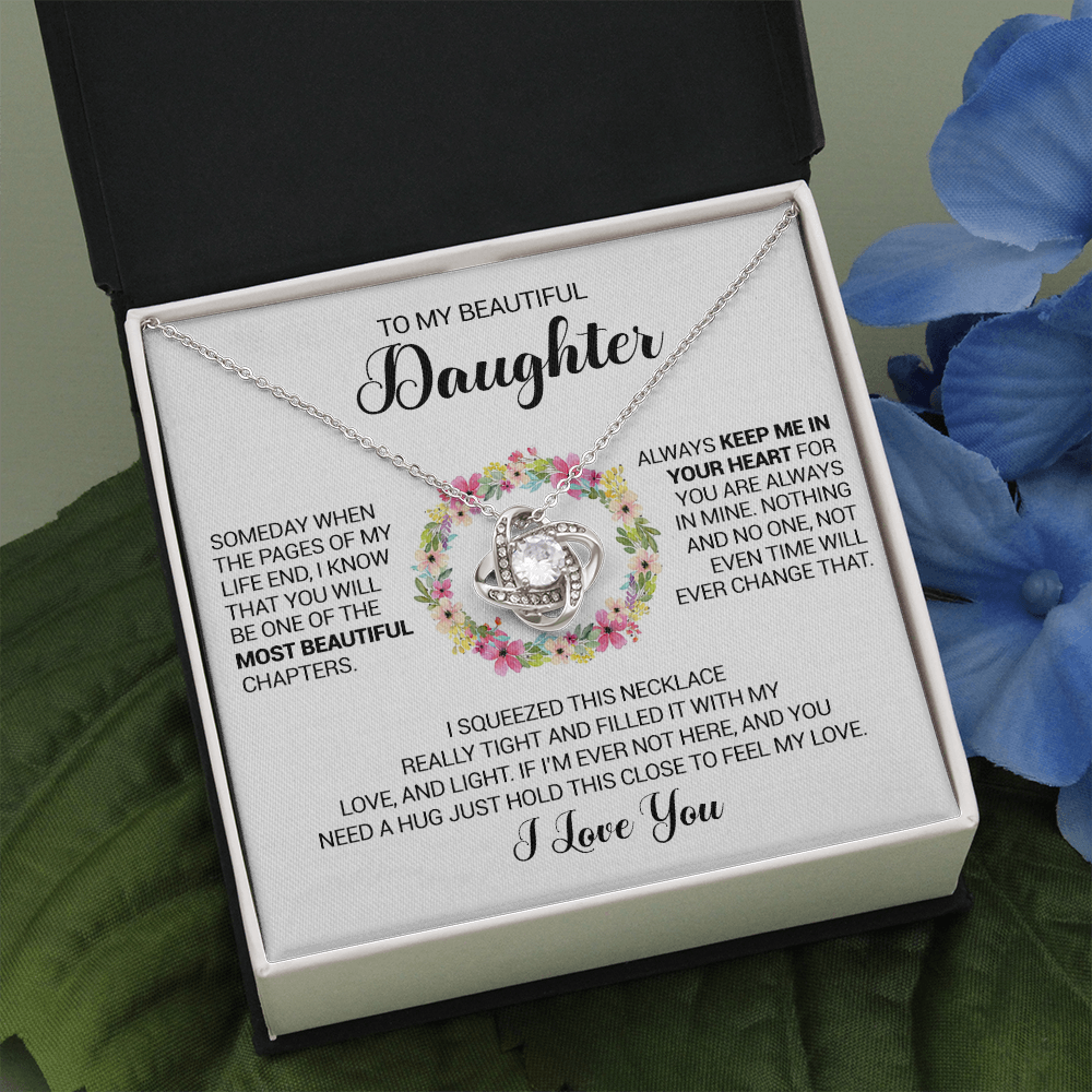 To My Beautiful Daughter - Always Keep Me In Your Heart - Love Knot Necklace