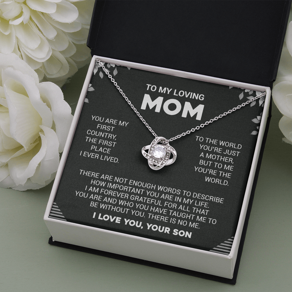 To My Loving Mom - To Me You're The World - Love Knot Necklace