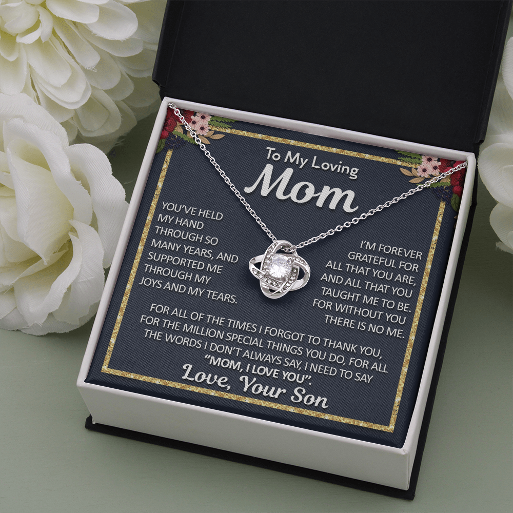 To My Loving Mom - You've Held My Hand Though So Many Years - Love Knot Necklace