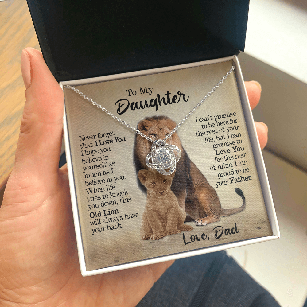 [Almost Sold Out] To My Daughter - This Old Lion Will Always Have Your Back - Love Knot Necklace