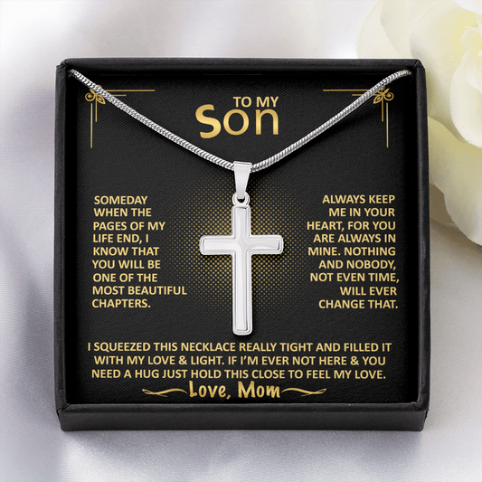 To My Son - Always Keep Me In Your Heart - From Mom - Cross Necklace