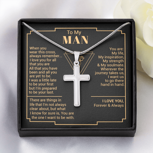 To My Man - You Are My Strength - Cross Necklace