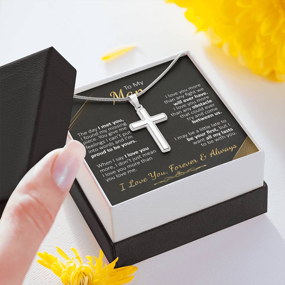 To My Man - The Day I Met You - Cross Necklace