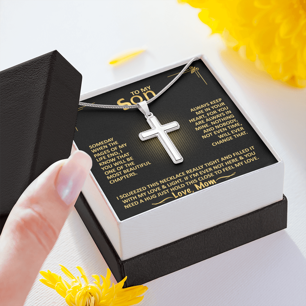 To My Son - Always Keep Me In Your Heart - From Mom - Cross Necklace