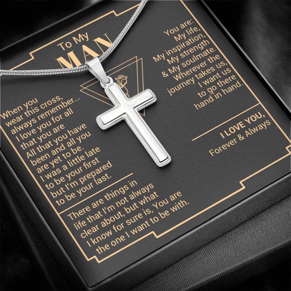 To My Man - You Are My Strength - Cross Necklace