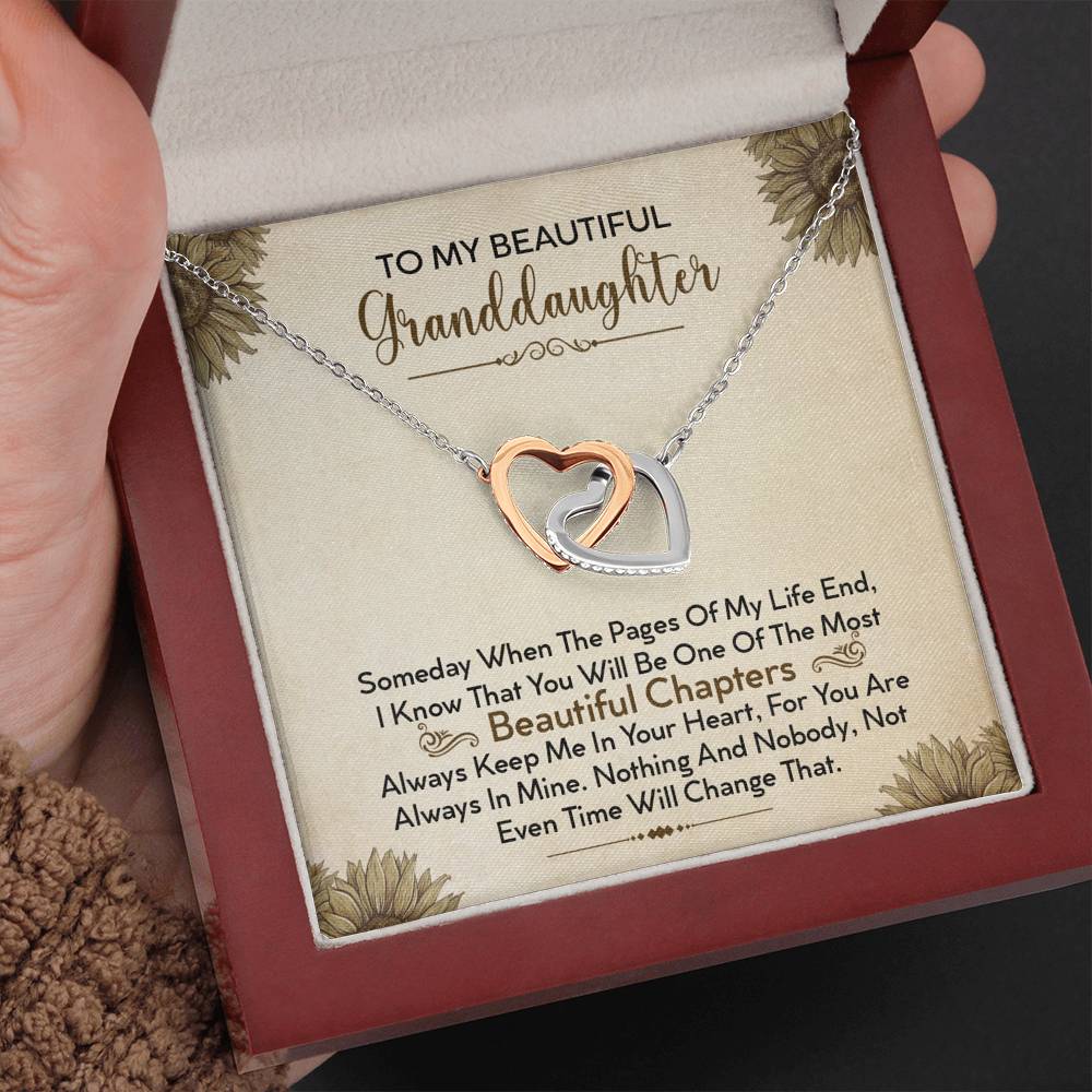 To My Beautiful Granddaughter - Always Keep Me In Your Heart - Interlocking Hearts Necklace